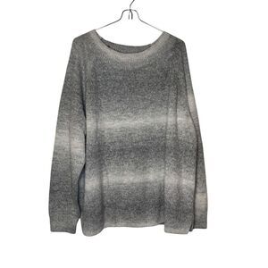 Chaps Womens Sweater Crew Neck Pullover Knit Boxy Fit Long Sleeve Ombre Grey XXL
